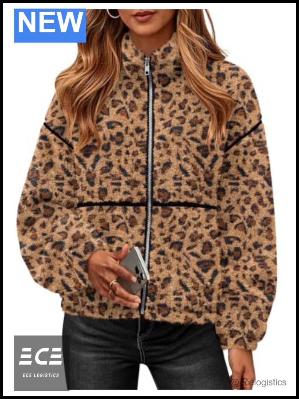 Sherpa Fleece Jacket Zip Up Winter Coat Oversized Fuzzy Teddy